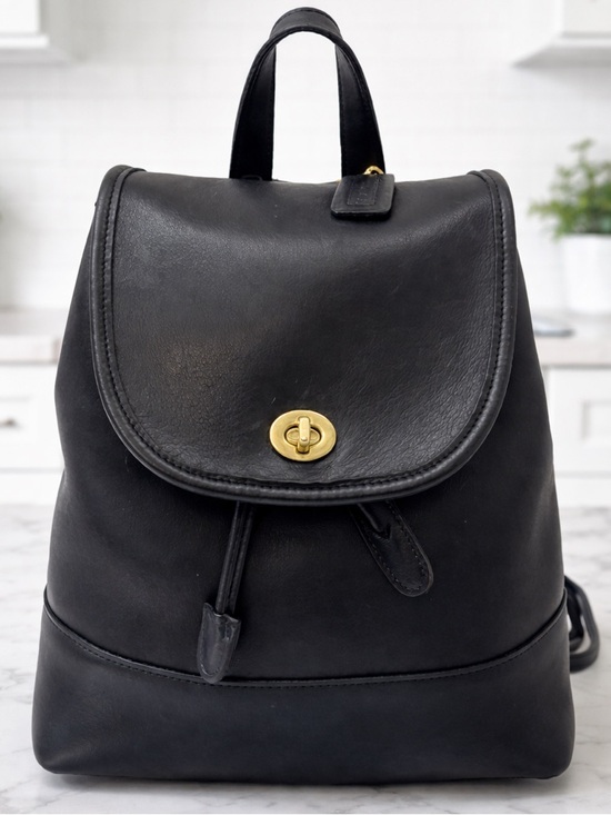 Coach Handbags - Vintage Coach Daypack #9791 Black Leather Backpack Made in USA Classic Turnlock